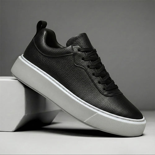 Sneakers Noir en Cuir Grainé - Tres Confortable