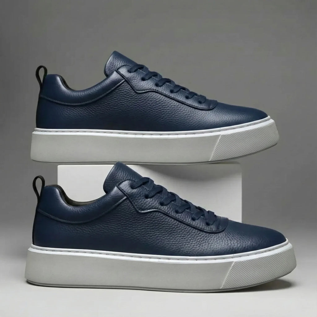 Sneakers Noir en Cuir Grainé - Tres Confortable