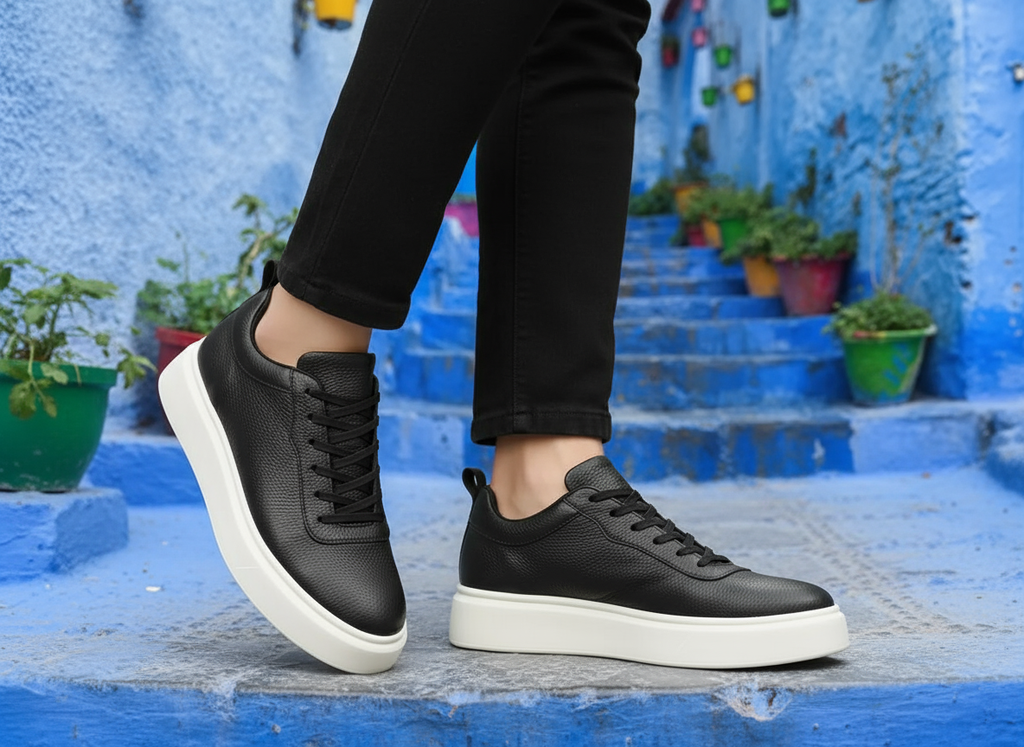 Sneakers en Cuir Grainé - Tres Confortable