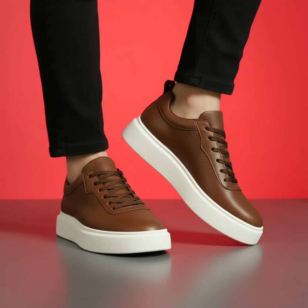 Sneakers en Cuir Grainé - Tres Confortable