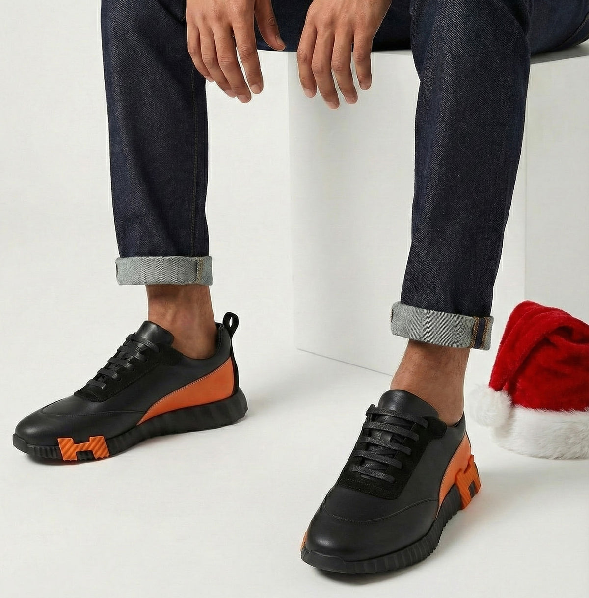 Hermes sneakers bouncing Orange en cuir