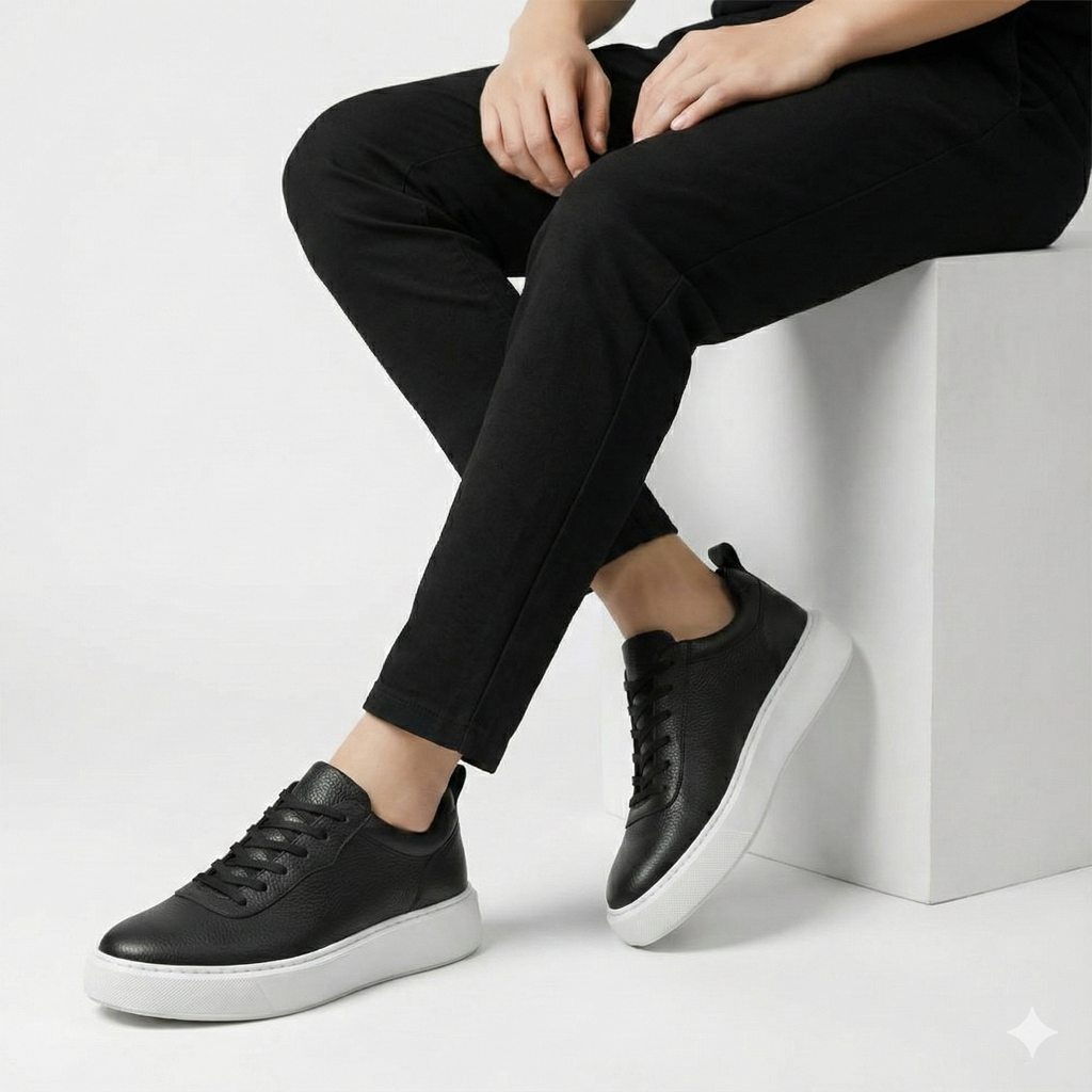 Sneakers en Cuir Grainé - Tres Confortable