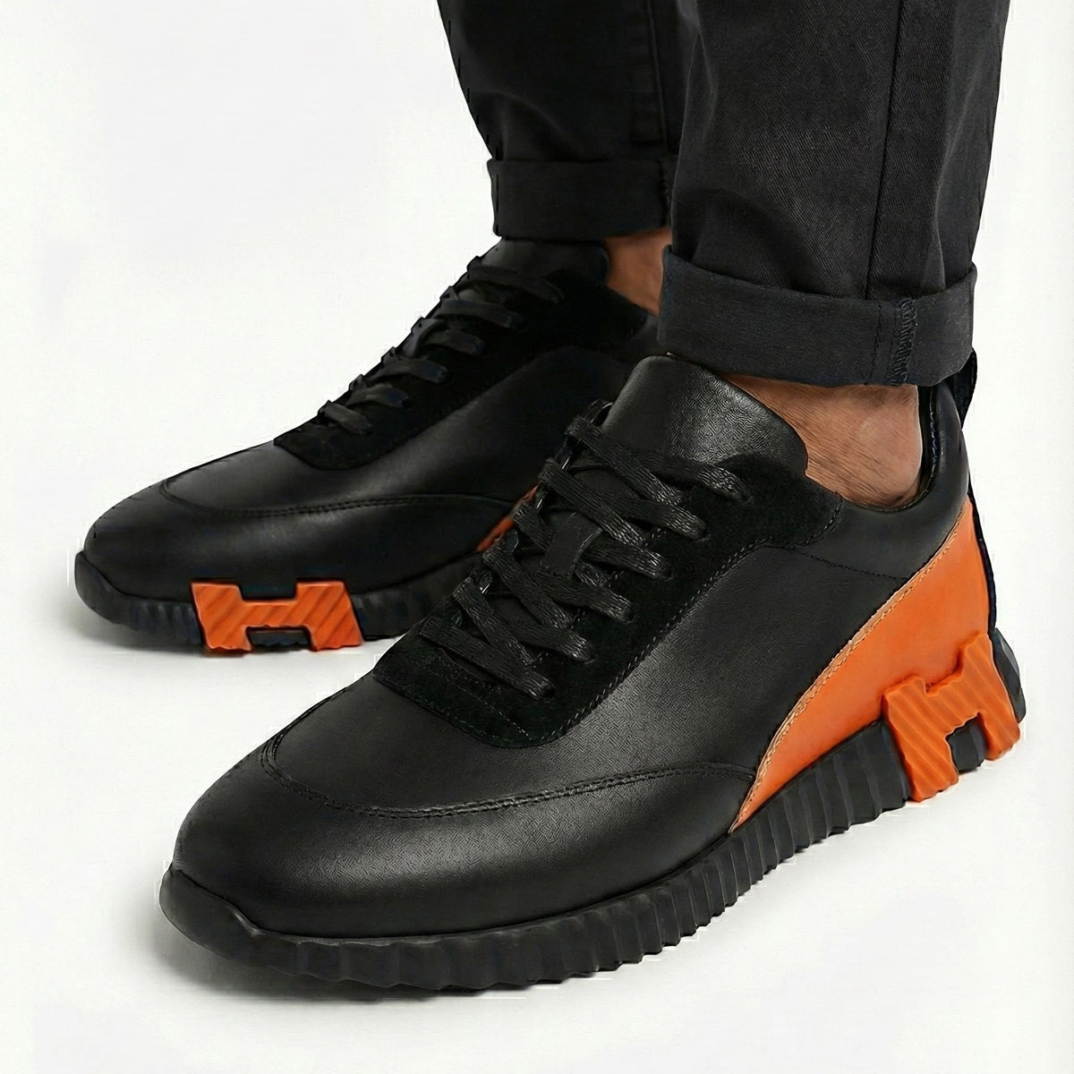 Hermes sneakers bouncing Orange en cuir