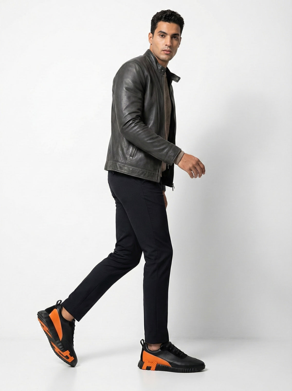 Hermes sneakers bouncing Orange en cuir